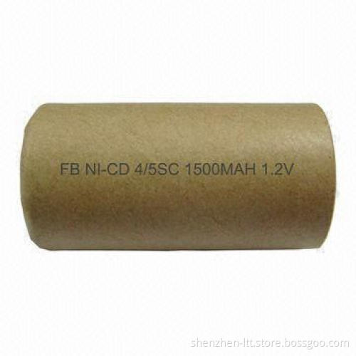 NiCd 4/5SC 1,500mAh Rechargeable Battery, 1.2V Voltage